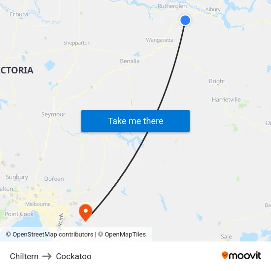 Chiltern to Cockatoo map