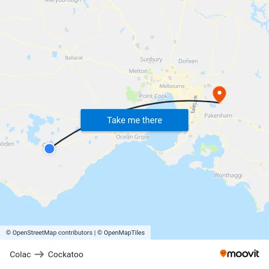 Colac to Cockatoo map