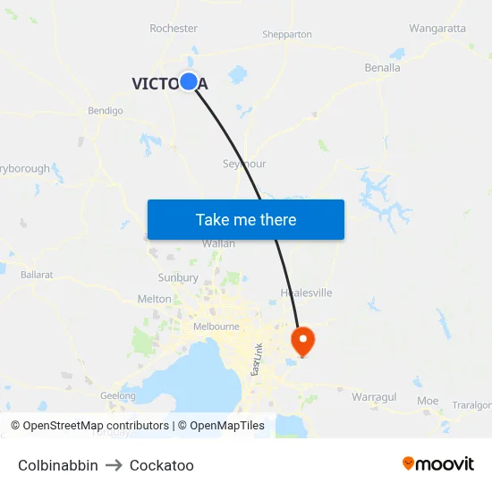 Colbinabbin to Cockatoo map