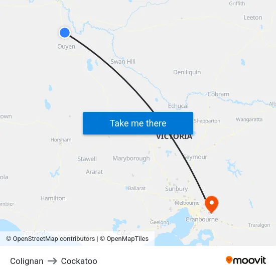 Colignan to Cockatoo map