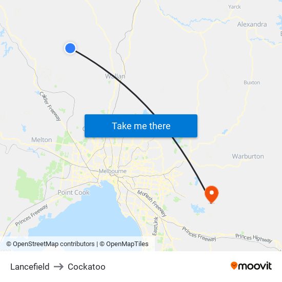 Lancefield to Cockatoo map