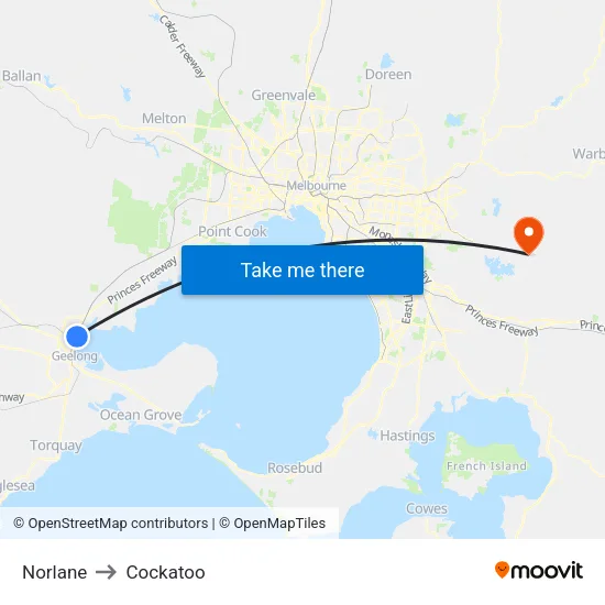 Norlane to Cockatoo map
