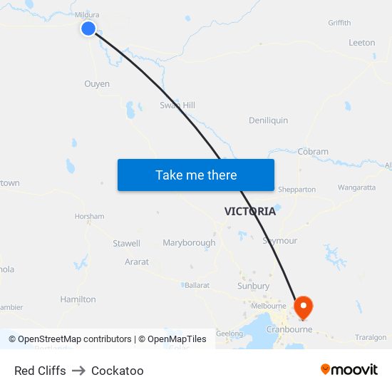 Red Cliffs to Cockatoo map