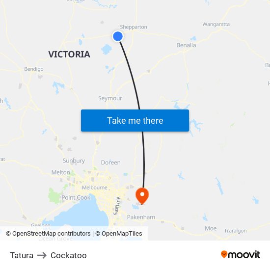 Tatura to Cockatoo map