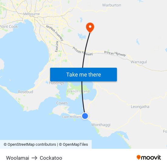 Woolamai to Cockatoo map