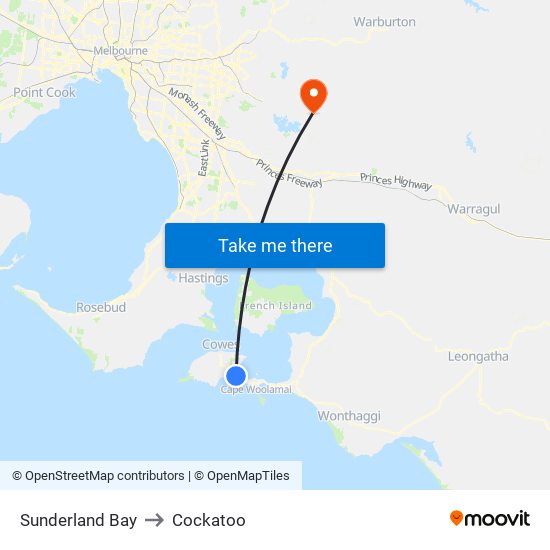 Sunderland Bay to Cockatoo map