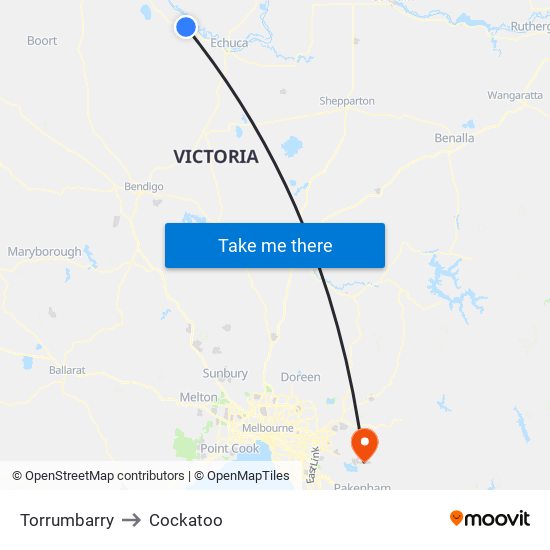 Torrumbarry to Cockatoo map