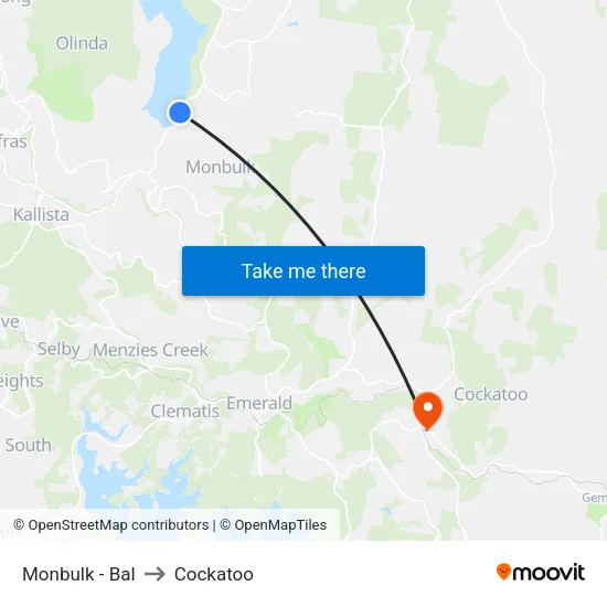 Monbulk - Bal to Cockatoo map