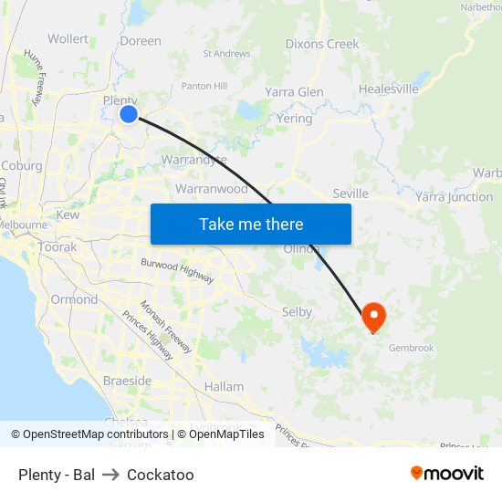 Plenty - Bal to Cockatoo map