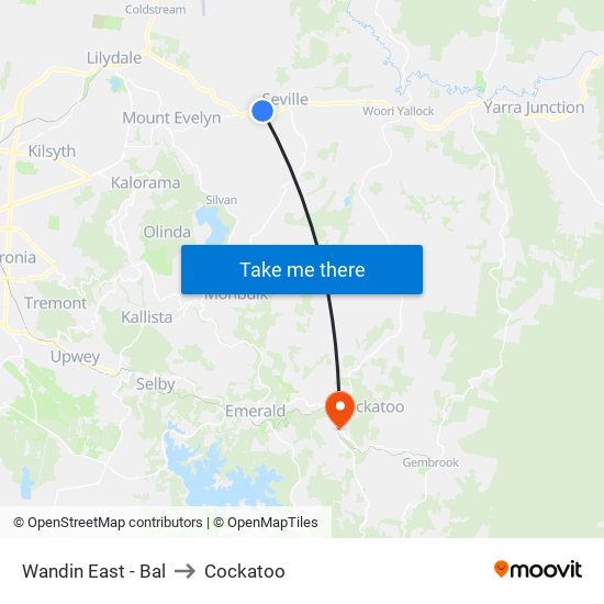 Wandin East - Bal to Cockatoo map