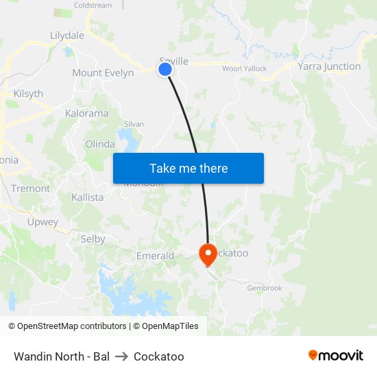 Wandin North - Bal to Cockatoo map