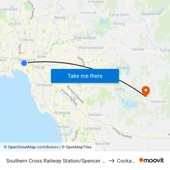 Southern Cross Railway Station/Spencer St #122 to Cockatoo map