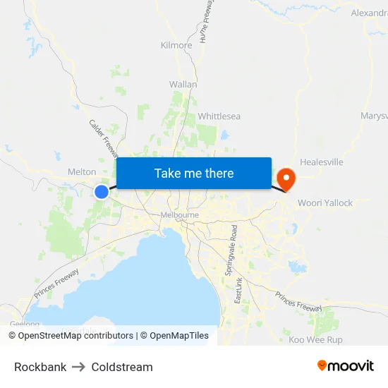 Rockbank to Coldstream map