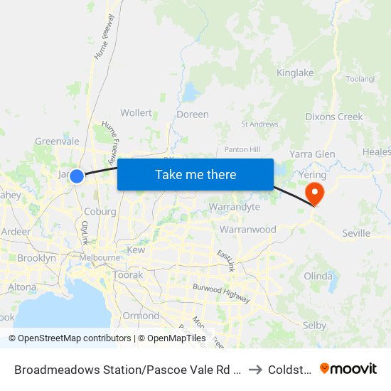 Broadmeadows Station/Pascoe Vale Rd (Broadmeadows) to Coldstream map