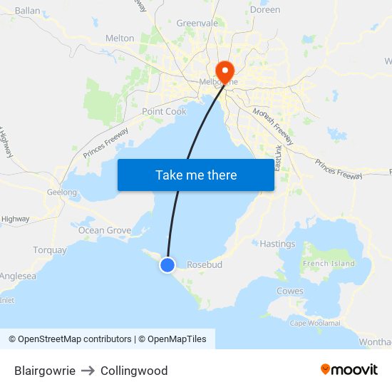 Blairgowrie to Collingwood map