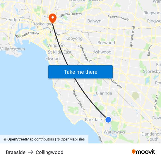 Braeside to Collingwood map