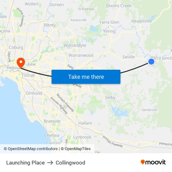 Launching Place to Collingwood map