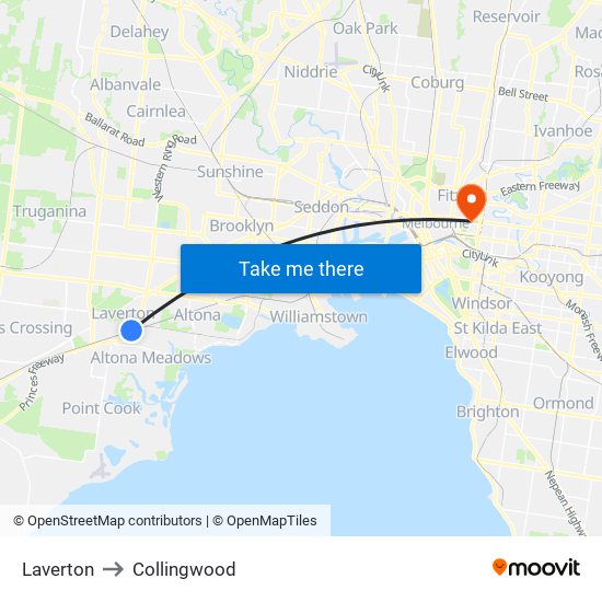 Laverton to Collingwood map