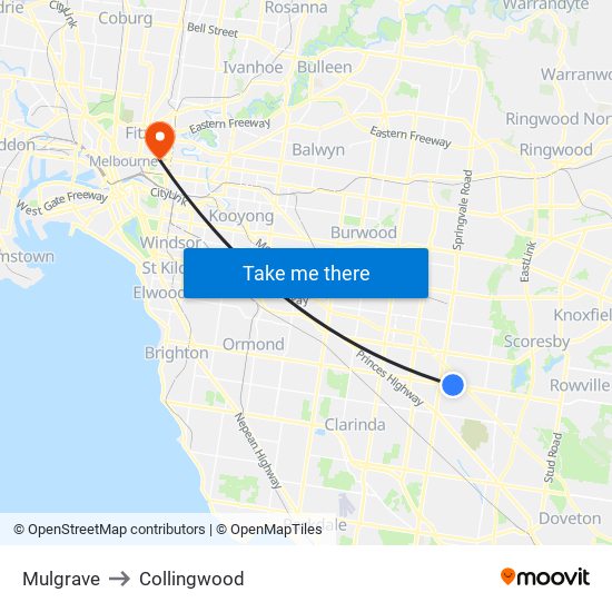 Mulgrave to Collingwood map