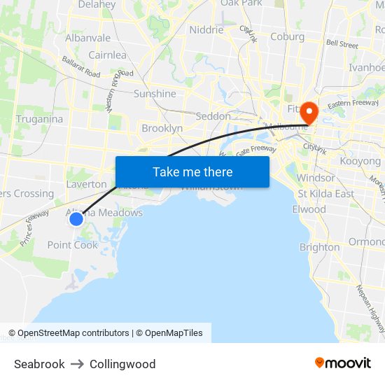 Seabrook to Collingwood map