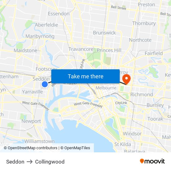 Seddon to Collingwood map