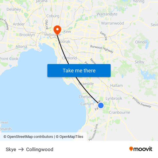 Skye to Collingwood map