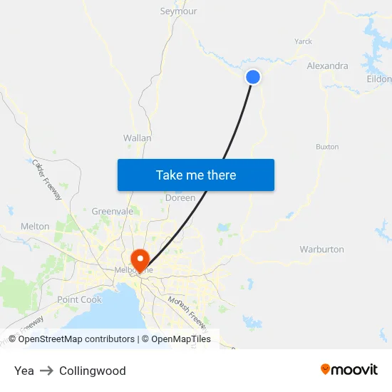 Yea to Collingwood map