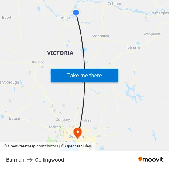 Barmah to Collingwood map