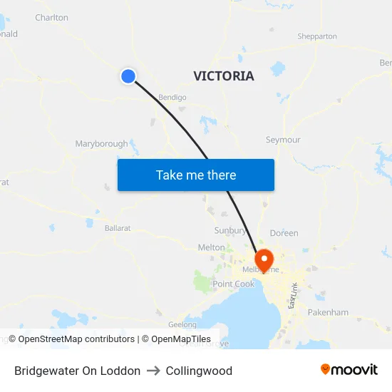 Bridgewater On Loddon to Collingwood map