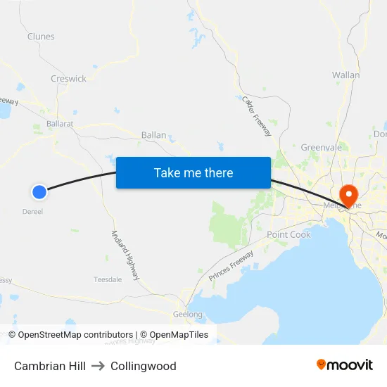 Cambrian Hill to Collingwood map