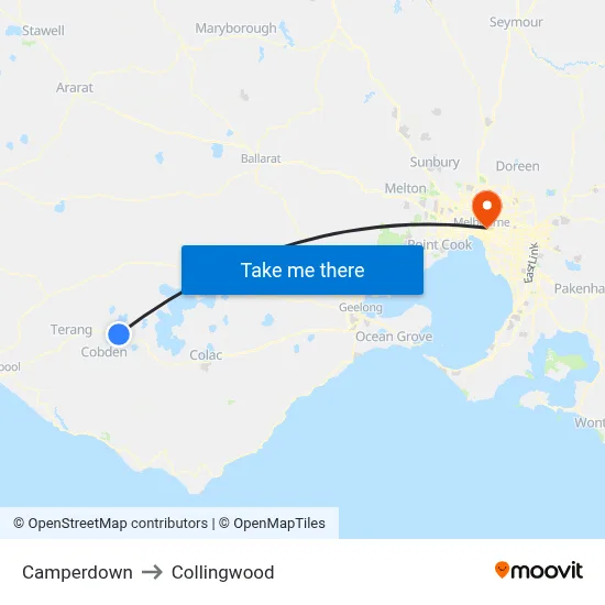 Camperdown to Collingwood map