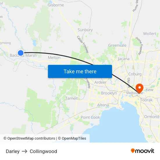 Darley to Collingwood map