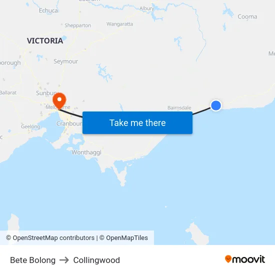 Bete Bolong to Collingwood map