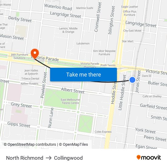 North Richmond to Collingwood map