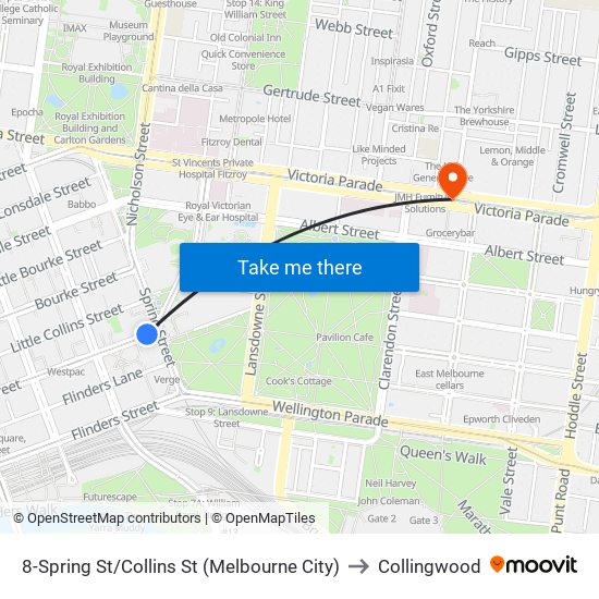 8-Spring St/Collins St (Melbourne City) to Collingwood map