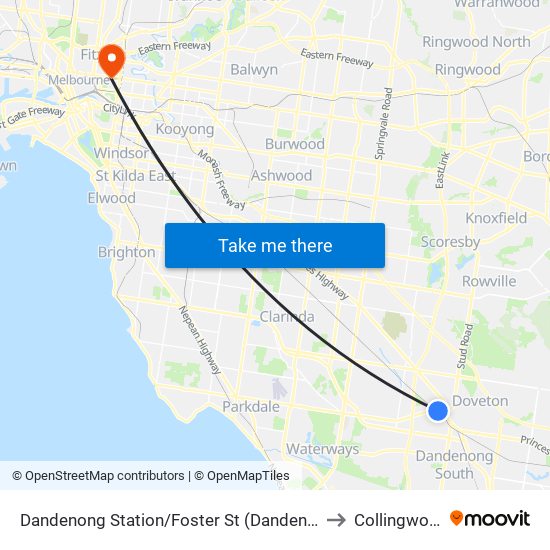 Dandenong Station/Foster St (Dandenong) to Collingwood map