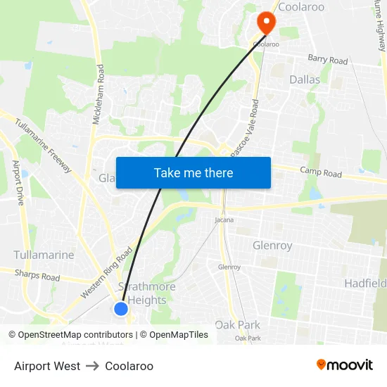 Airport West to Coolaroo map