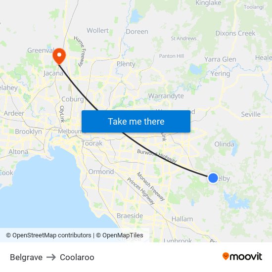 Belgrave to Coolaroo map