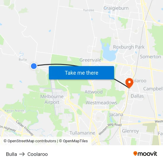 Bulla to Coolaroo map
