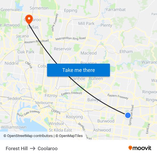 Forest Hill to Coolaroo map