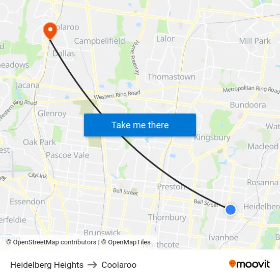 Heidelberg Heights to Coolaroo map