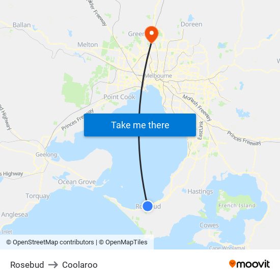 Rosebud to Coolaroo map