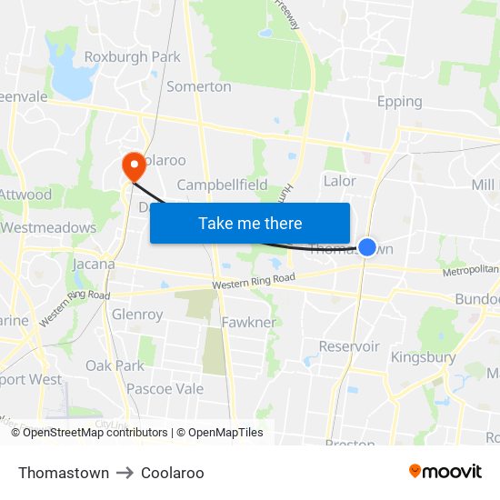 Thomastown to Coolaroo map