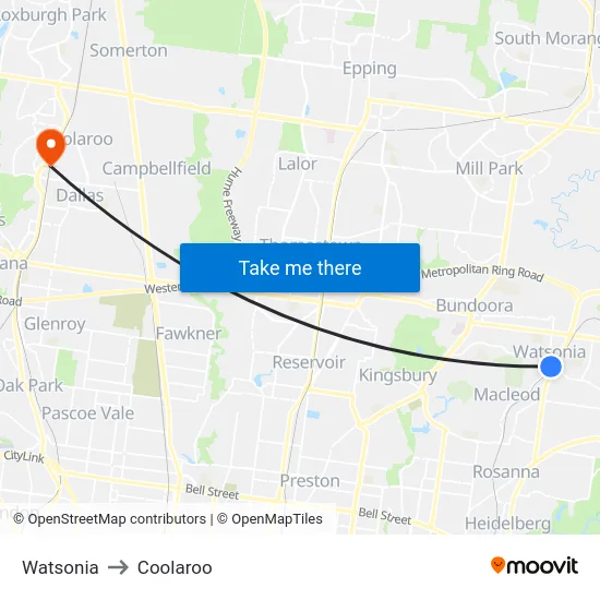Watsonia to Coolaroo map