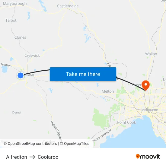 Alfredton to Coolaroo map