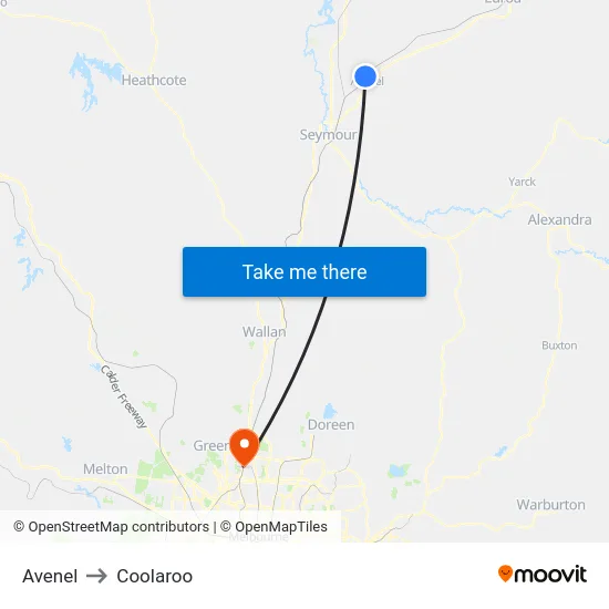 Avenel to Coolaroo map