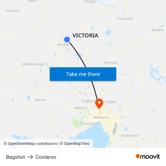 Bagshot to Coolaroo map