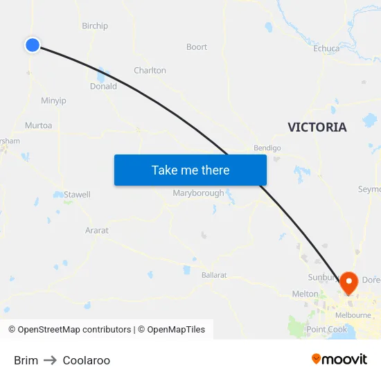 Brim to Coolaroo map