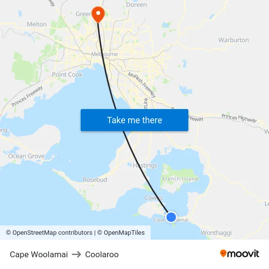 Cape Woolamai to Coolaroo map