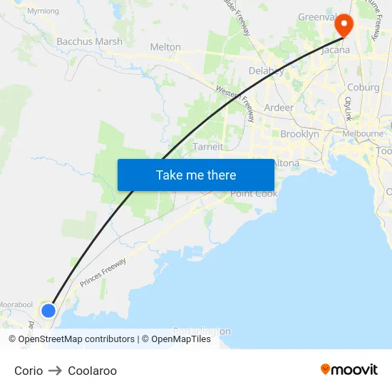 Corio to Coolaroo map